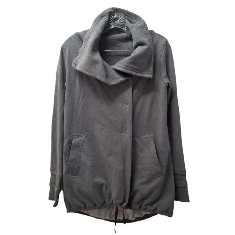 Lululemon Grey Cowl Neck Snap Up Cowl Neck Cardigan Oversized Fit